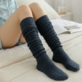 thumbnail image 4 of allydrew Winter Knit Over the Knee Thigh High Boot Socks, Navy, 4 of 4