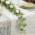 thumbnail image 3 of 6.5ft Artificial Eucalyptus Garland with Champagne Roses Flower Greenery Vine for Wedding Arch Table Runner Wall Backdrop Home Party Room Decorations Centerpiece Event Decoration, 3 of 7