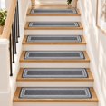 Merida Stair Rug ATALRPOUWashable Polyester Stair Tread Rugs with Rectangular Border ...