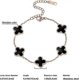 thumbnail image 4 of Pulsera ajustable Yuxing de trébol de la suerte chapada en oro de 18 k color negro, 4 of 5