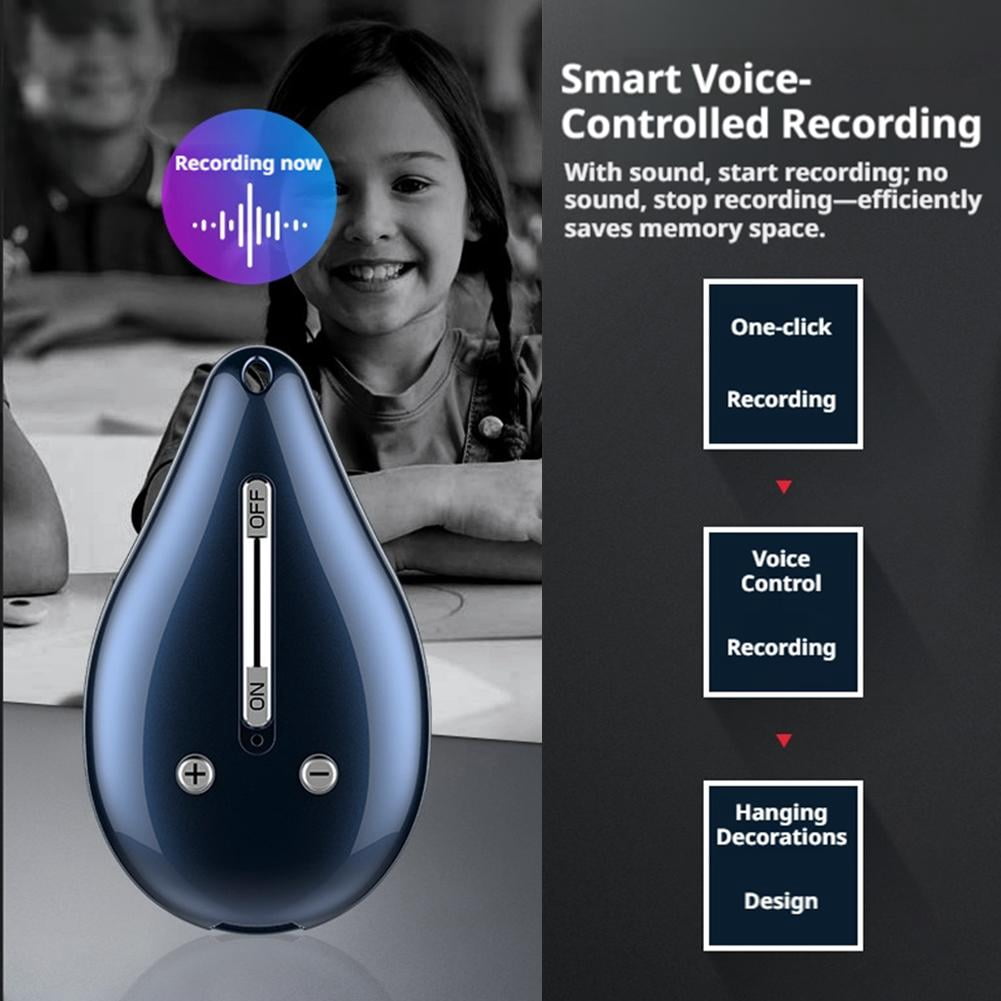Portable Voice Recorder Pendant with One-Click Recording, USB Rechargeable Audio Recorder with Voice Activation