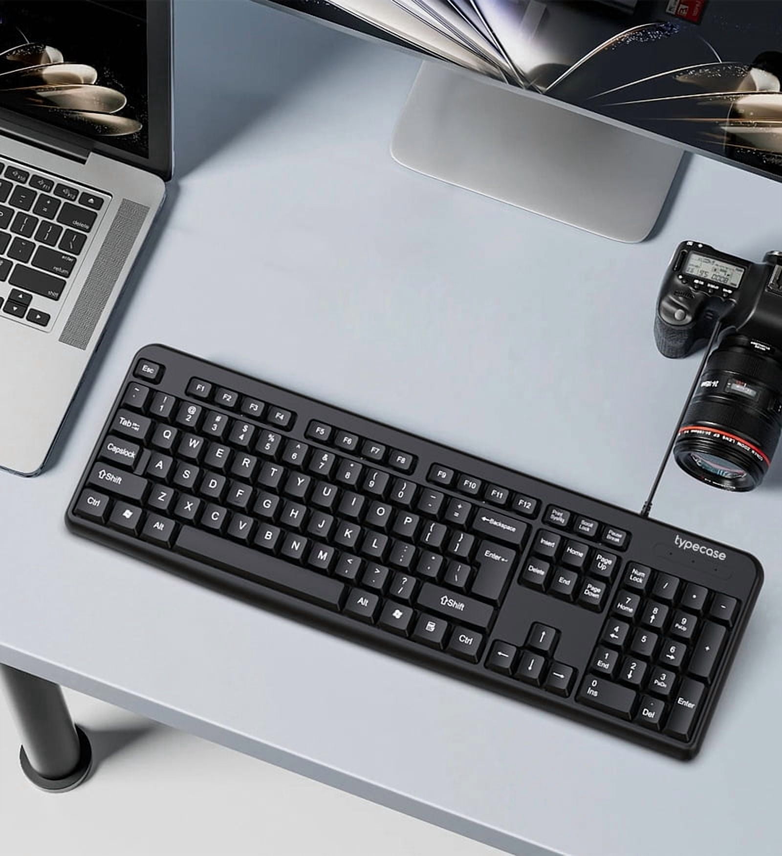 typecase Wired USB computer keyboard, suitable for both business and home use, universal quiet computer keyboard.black