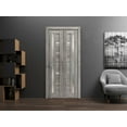 thumbnail image 3 of Sliding Closet Bi-fold Doors 72 x 84 inches | Quadro 4088 Nebraska Grey with Frosted Glass | Sturdy Tracks Moldings Trims Hardware Set | Wood Solid Bedroom Wardrobe Doors, 3 of 5