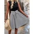 thumbnail image 5 of Womens Summer Sleeveless Striped Dress Splice Tie Waist Casual A-Line Midi Dresses Black L, 5 of 9