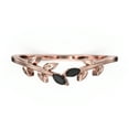 thumbnail image 1 of Unique 18K Rose Gold Over Silver Wedding Band Open Wedding Band Art Deco Marquise Black Diamond Moissanite Leaf Wedding Ring Anniversary gift, 1 of 4