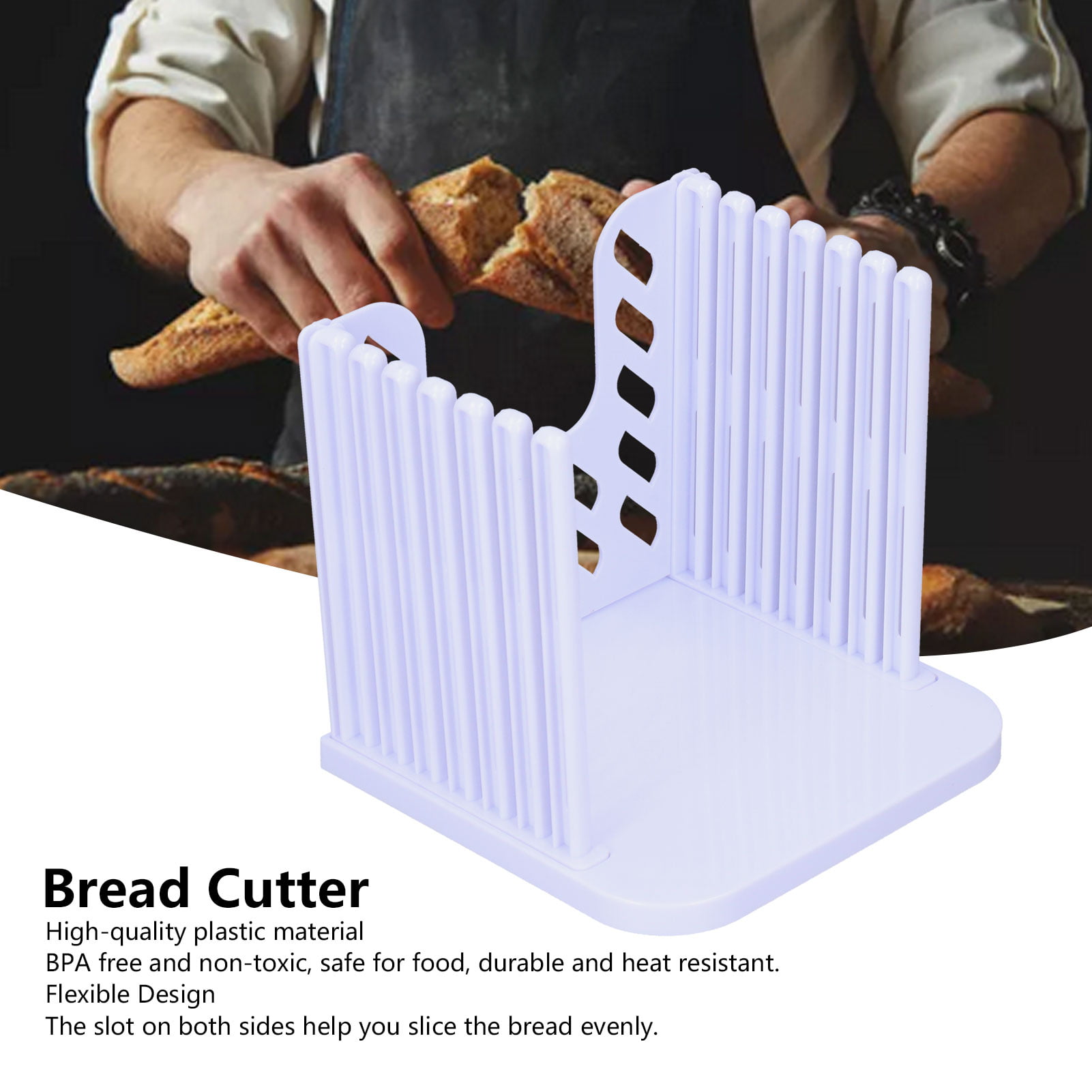 Generic iSH09-M608684mn Bread Slicer for Homemade Bread, Adjustable Toast  Slicing Guide, Slices Evenly Loaf Cutting Guide, Foldable Sandwich Bagel  Cutt