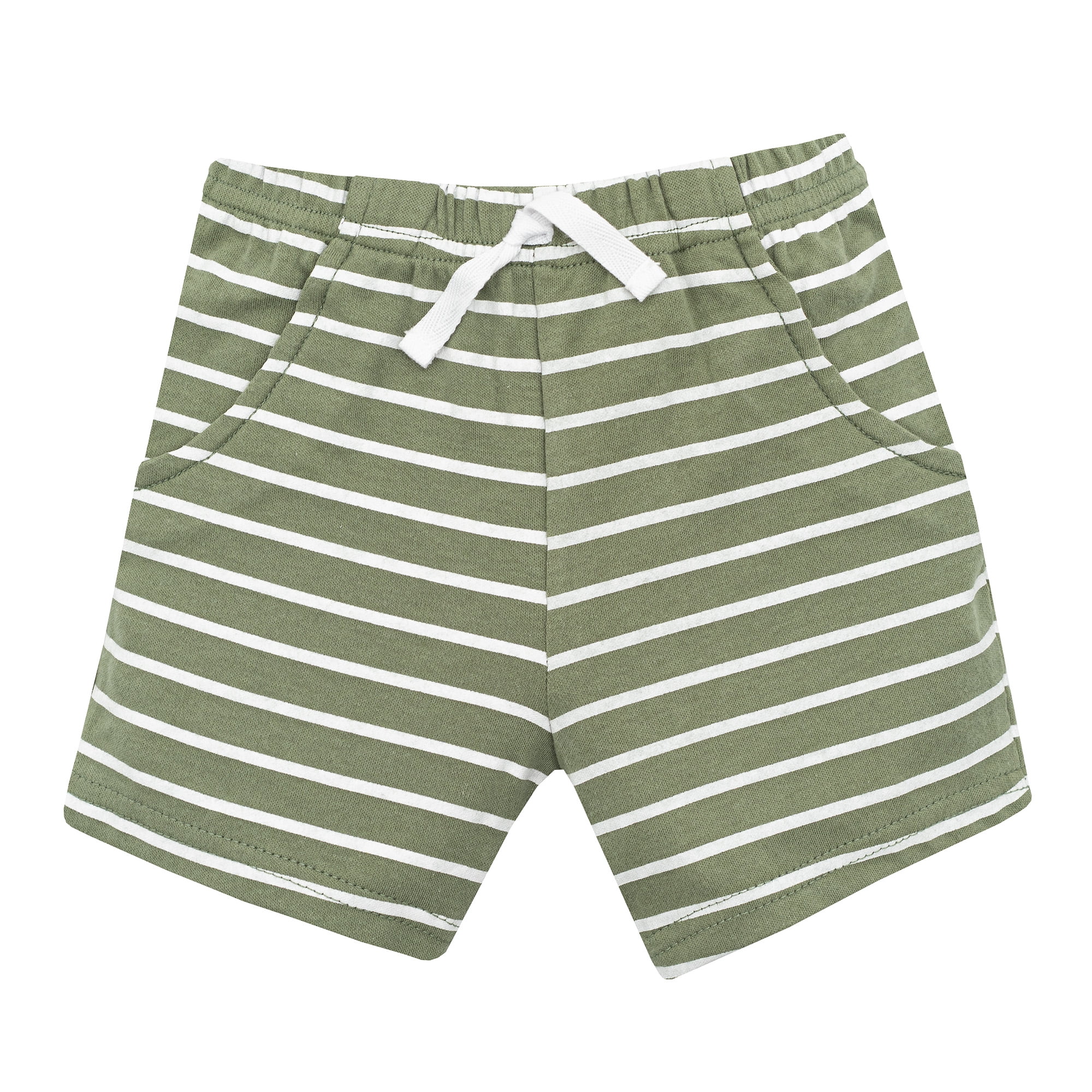 Hudson Baby Boy Cotton Bodysuit, Shorts and Shoe Set, Sage Dino, 6-9 Months