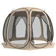 thumbnail image 1 of Outsunny 11' x 11.5' Screen Tent, Pop Up Gazebo with 2 Doors, Beige, 1 of 10