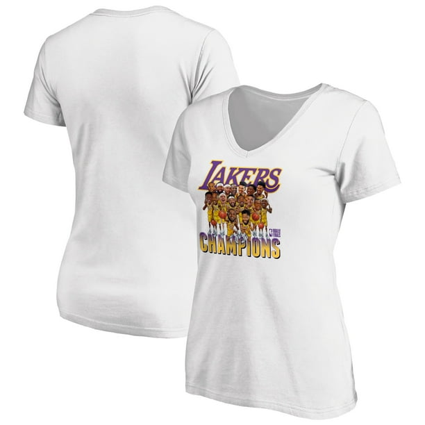 Los Angeles Lakers Fanatics Branded Women S 2020 Nba Finals Champions Team Caricature V Neck T Shirt White Walmart Com Walmart Com