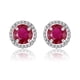 thumbnail image 1 of JeenMata Pendientes de Botón con Halo de Rubí de Talla Redonda de 1,25 Quilates con Piedra Natal de Julio en Oro Blanco de 18 K sobre Plata, 1 of 5