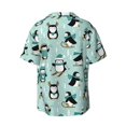 thumbnail image 4 of Lafuoo Winter Skiing Penguin Pattern Men's Cuban Collar Short Sleeve Shirt, Button-Down Resort Beach Pocket Shirt-XX-Large, 4 of 5