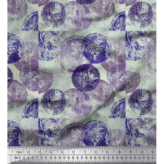Soimoi Velvet Fabric Coins Vintage Fabric Prints By Yard 58 Inch Wide