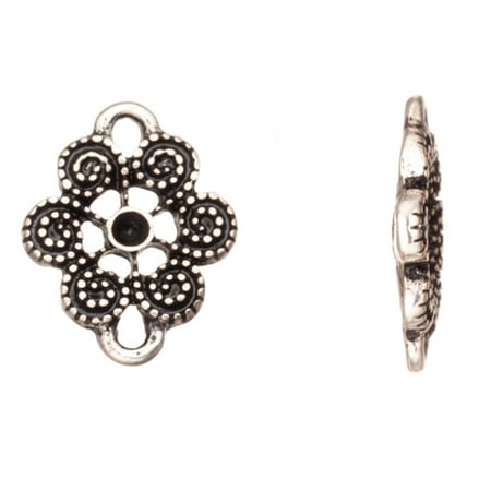 Flower Connector - Spiral Flower Silver-Plated Connector Fits ss6.5/Pp14 Rhinestones 15.2x12mm