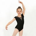 thumbnail image 6 of Xdegoge Little Girls Short Sleeve Dance Leotards Mesh V Neckline Gymnastics Bodysuit Comfy Soft Ballet Activewear Stretchy Practice Performance Outfit Casual Playwear Tops, 6 of 6