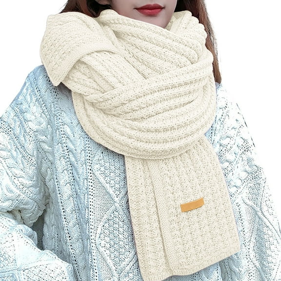 Bibifish Women'S Scarf Solid Cable Knit Scarf Thick Textured Weave Scarf Trendy Chunky Knit Comfy Warm Winter Knitted Long Scarf
