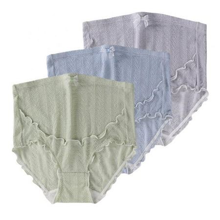 

3-Pack High Waist Maternity Lace Panties Pregnant Ruffled Trim Cotton Underwear Pregnancy Briefs