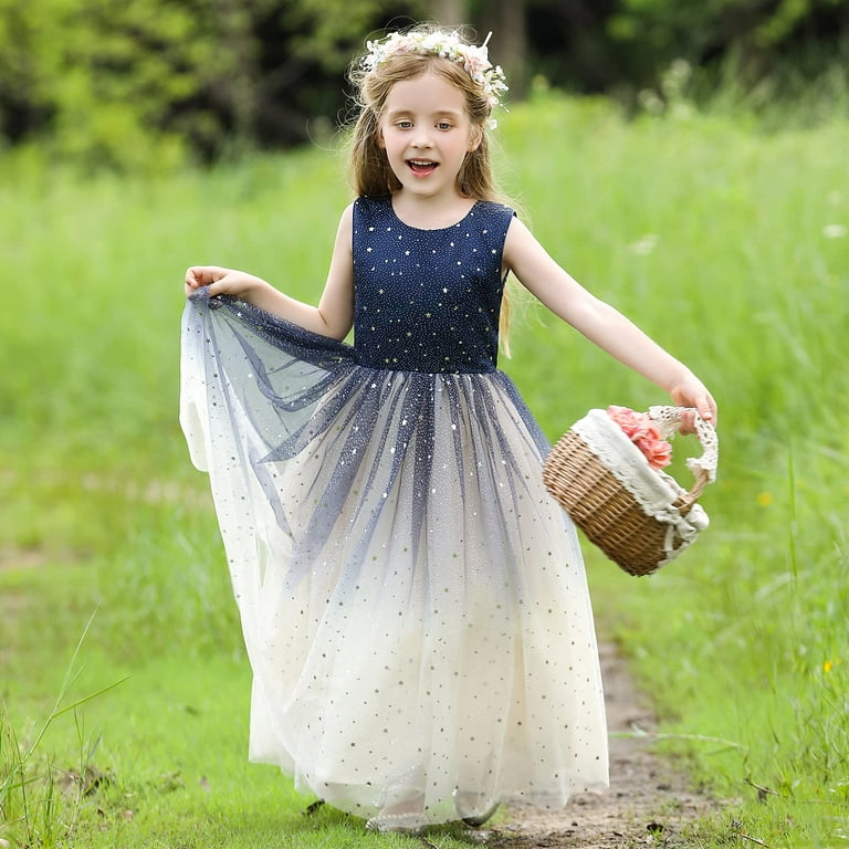 Limlope Flower Girls Tulle Princess Pageant Dresses Sparkle Tulle