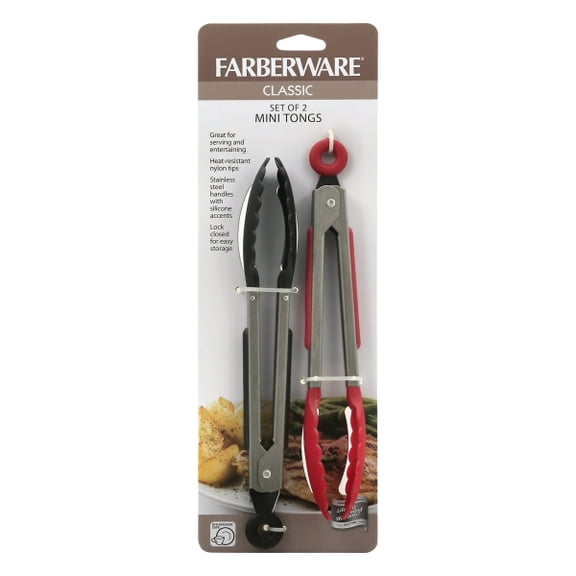 Farberware 2-Piece Classic Mini Nylon Tipped Tongs