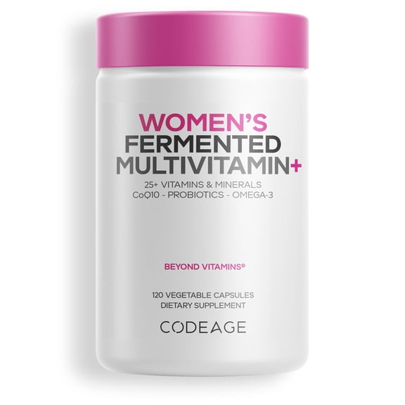 Codeage Women's Fermented Multivitamin, 25 Daily Vitamins, Vegan & Organic Whole Foods, Probiotics, 120 ct
