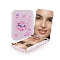 Impressions Vanity Stitch Angel Love Mini Travel Compact Mirror with Lights and 2x Magnifying