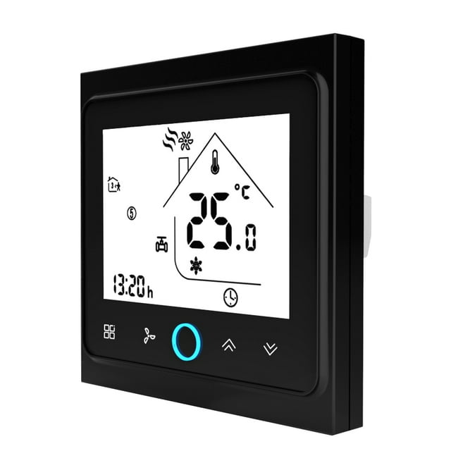 Four Pipe Intelligent Room Thermostat Digital Programmable Temperature Controller for Air Conditioner (BAC-002EL, Black)