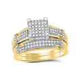 thumbnail image 2 of FB Jewels 10kt Yellow Gold His Hers Round Diamond Square Matching Wedding Set 1/2 Cttw Size 8.5, 2 of 4