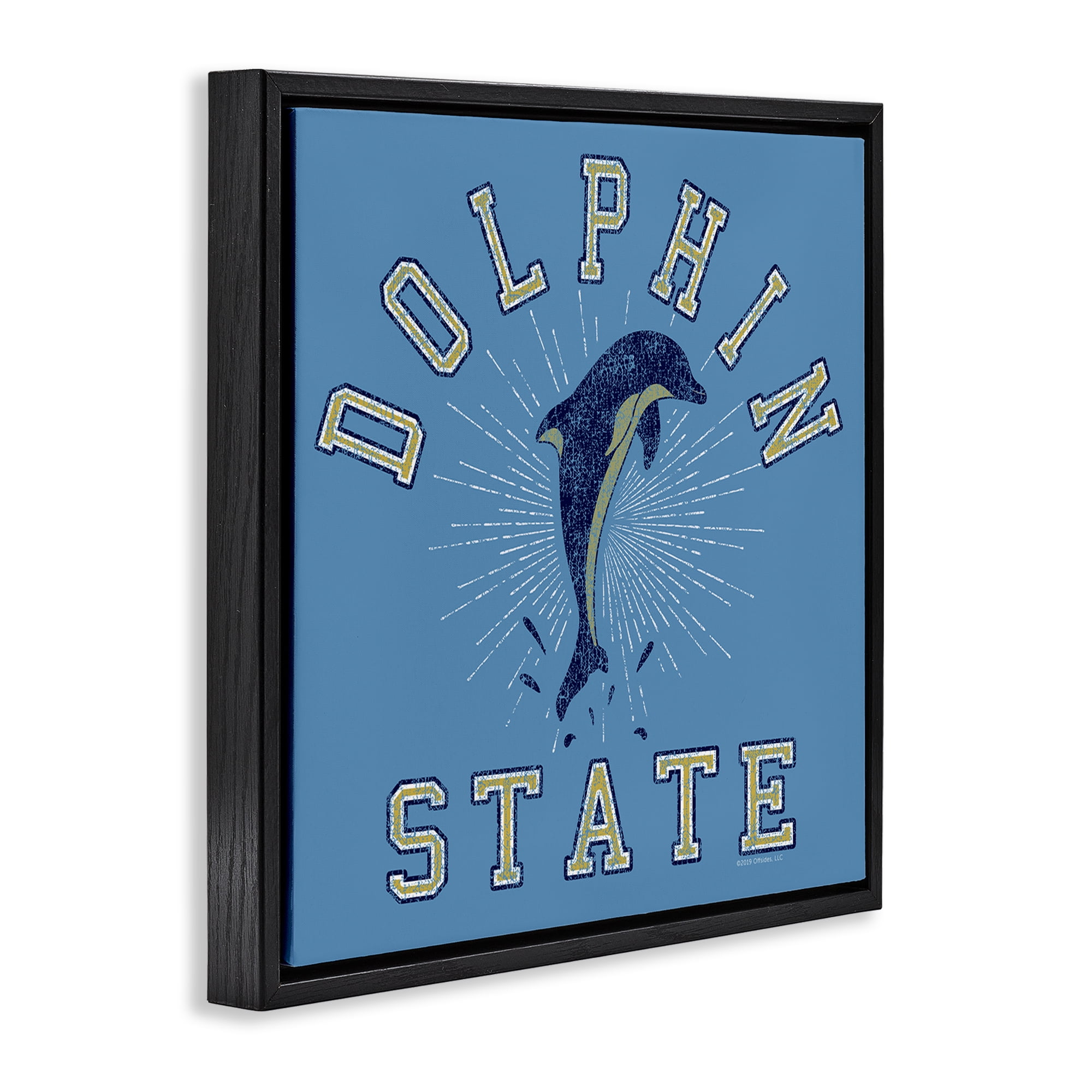 Stupell Industries Vintage Dolphin State Novelty & Humor Painting Black Floater Framed Canvas Art Print Wall Art, 25 x 25