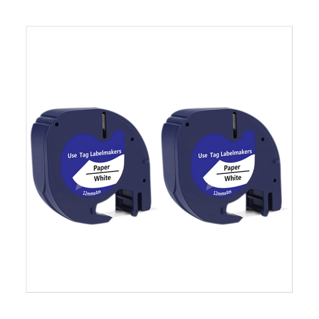 2 Pack Compatible Label Tape Replacement for Letratag Black on White Plastic Label Tape for LetraTag Label Maker
