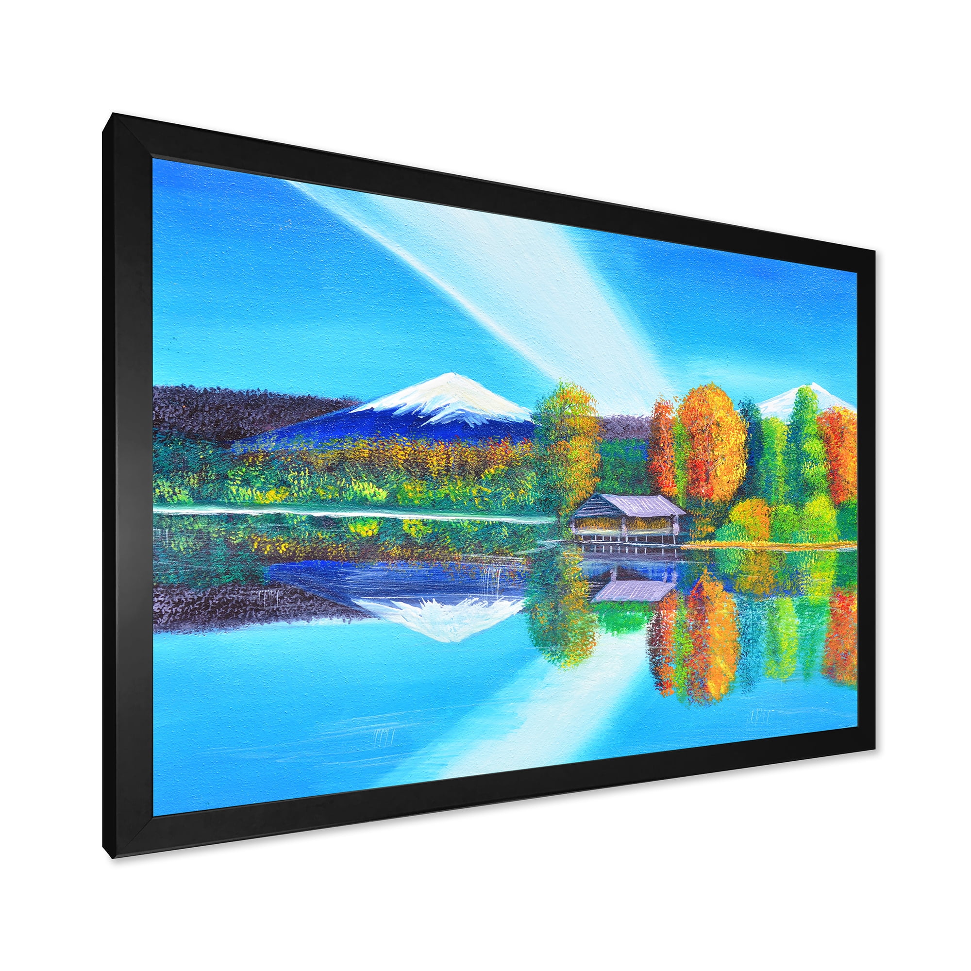 Designart 'Reflection Of Mountain and Sky On The Lake Water' Nautical & Coastal Framed Art Print