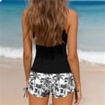 thumbnail image 5 of BRGZLK Swimsuit Sets for Girls Fashion Adjustable Strap Round Neck Camisole with Padded Bra and Prints Side Drawstring Surf Swimsuit Summer Two Piece Swimsuit Set for Teens Black 7-8 Years, 5 of 5