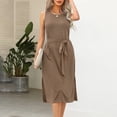 thumbnail image 5 of KBODIU Womens Dresses Solid Sleeveless Round Neck Backless Casual Birthday Mothers Day Gifts Summer Dresses for Women 2023 Khaki L, 5 of 5