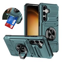 Dteck for Samsung Galaxy S24 5G Case ,Protective Shockproof Rugged Military Grade Drop Protection S24 Phone Cover with Card Slots Kickstand TPU Matte Textured Tough Hybrid Hard Case,Green