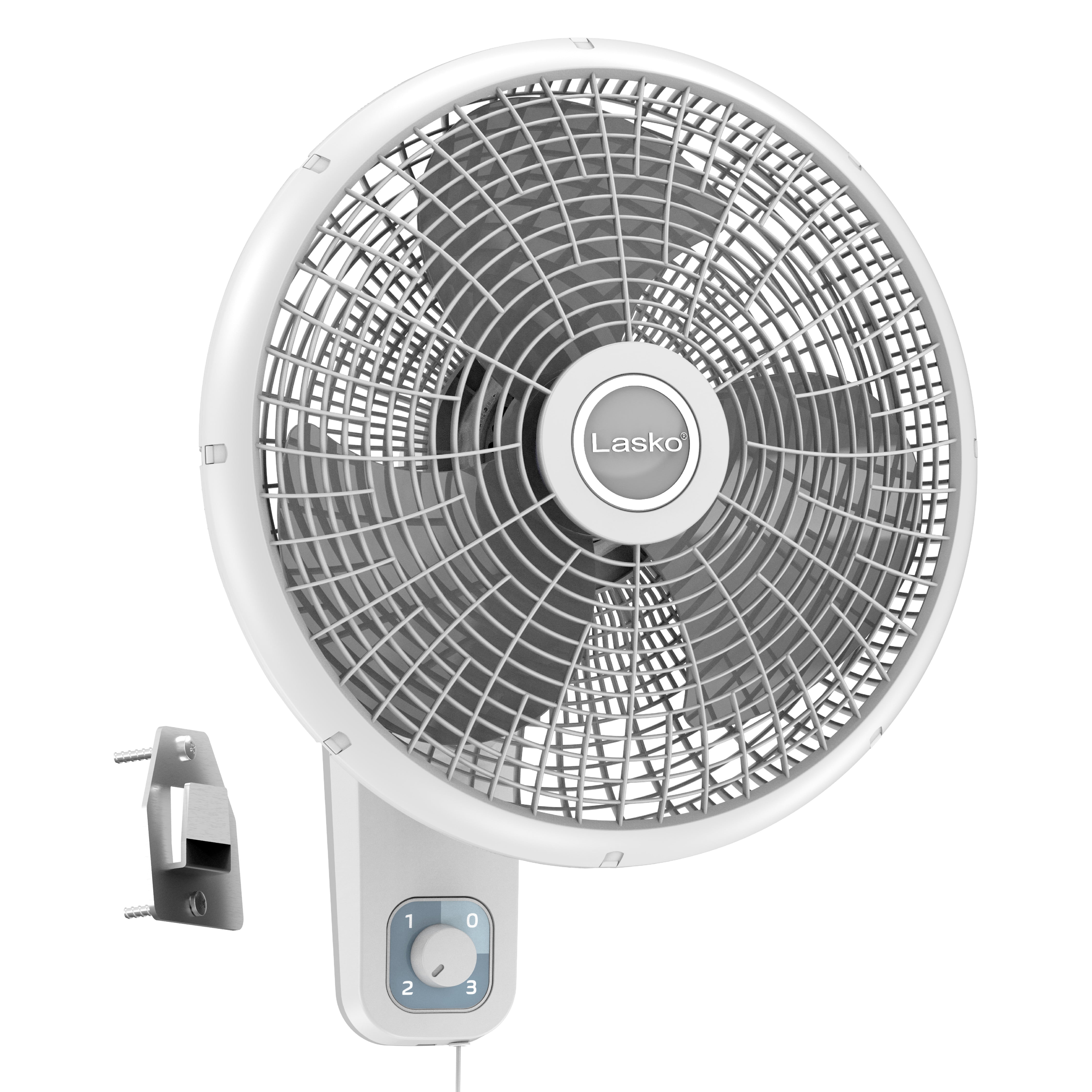 16" 3-Speed Wall Mount Fan Adjustable and Oscillating Tilt Head Metal White 