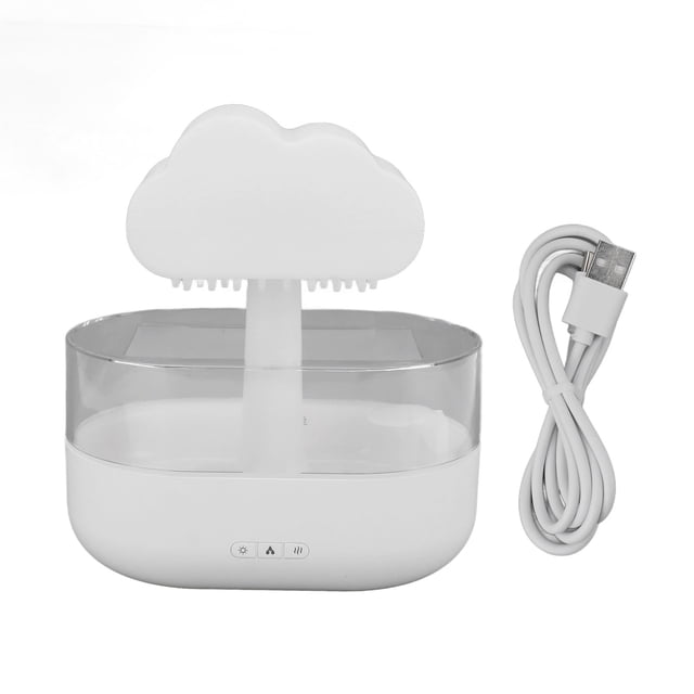 Cloud Humidifier USB 7 Colors LED Lights 200ml Effective Dryness Relief Raindrop Aromatherapy Diffuser for Bedroom Living Room Office