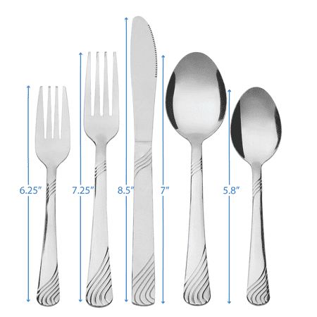 Mainstays Swirl 49 Piece Stainless Steel Flatware and Organizer Tray Set, Service for 8