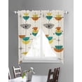 thumbnail image 3 of Boho Teal Yellow Orange Grey Swag Valances for Windows, Middle Century Geometric Rod Pocket Sheer Valances for Large Windows, Swag Toppers Light Filtering for Kitchen Living Room 2 Panels 36''x63'', 3 of 6
