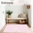 thumbnail image 3 of ODIKA 3'x5' Machine Washable Non-Slip Area Rug, Dual Plush Seat Featuring Interlocking Wave Motifs High Traffic Rug with Pad, Pink, 485416, 3 of 8