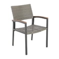 thumbnail image 2 of Pemberly Row Outdoor Dining Chair Set of 2 Mesh Seat Gray Rattan Brown Faux Wood, 2 of 13