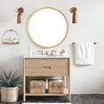 thumbnail image 3 of Round Mirror, 30 inch Circle Mirror with Gold Metal Frame, Hanging Wall Mounted Mirror for Over Sink, Vanity, Bathroom, Bedroom, 3 of 8