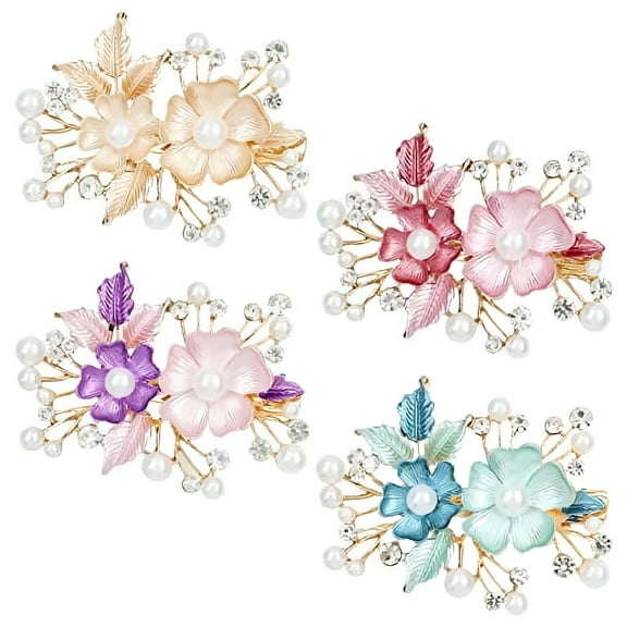 ACDANC 4 Pack Luxury Glitter Sparkly Jeweled Gems Crystals Rhinestones Retro Vintage Butterfly Metal French Barrettes Alligator Snap Hair Clips Pins Headpieces Accessories for Women Girls