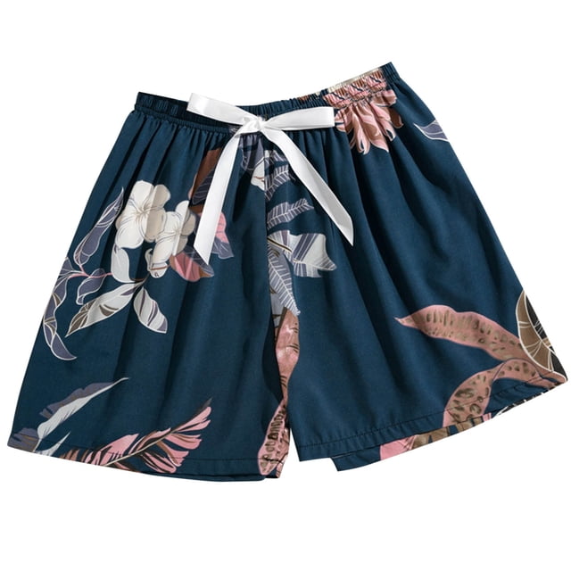 Pantalones de Cintura Elástica para las Mujeres Color Sólido de Cinco Puntos Pantalones Cortos de Pijama Casual Casa Cintura Elástica, Pantalones Cortos de Cintura Elástica Mujeres