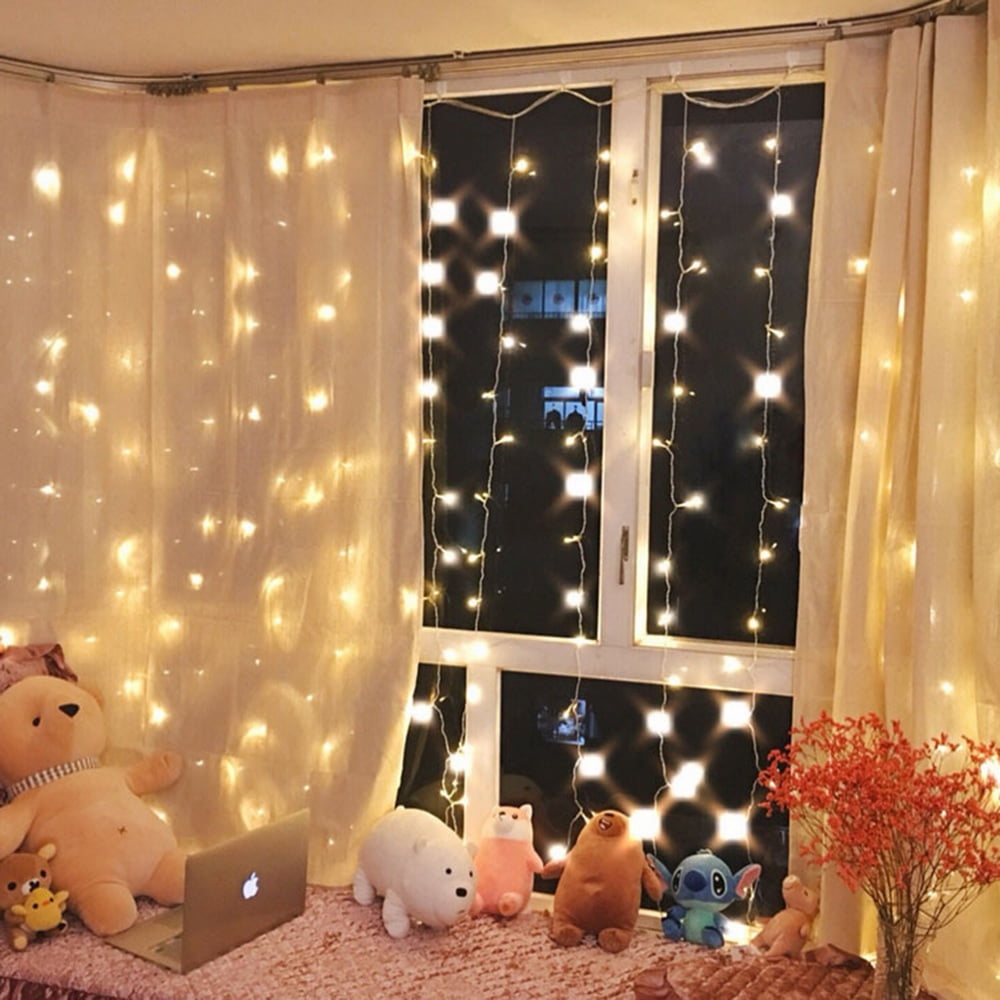 3M x 3M 300-LED Warm White Curtain String Lights for ...