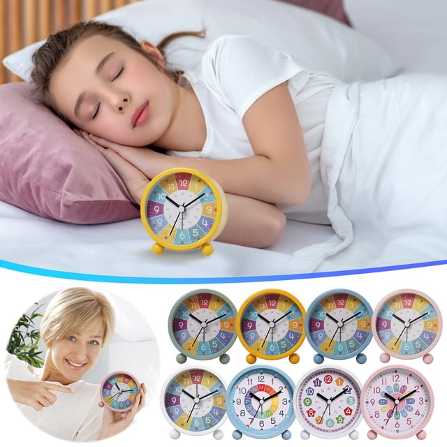 Vaidha Children's Alarm Clock, Analogue Alarm Clock, No Ticking, Learning Alarm Clock, Children's Quartz Alarm Clock