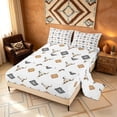 thumbnail image 2 of Manfei Western Cow Skull Queen Sheets, Bohemian Aztec Queen Sheet Sets, White Black, Black Reversible 4 Pieces1 Flat Sheet + 1 Fitted Sheet + 2 Pillowcases, 2 of 6