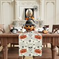thumbnail image 2 of Halloween Skeleton Spooky Pumpkin Table Runner Burlap Table Decoration for Home Kitchen Dining Dinner Indoor Holiday Farmhouse Decor 13.8x71 Inch, 2 of 5