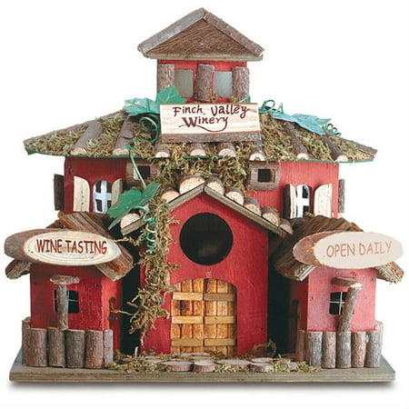 Songbird Valley Finch Valley Wooden Wild Bird House with Detailed Doors & Mossy Roof