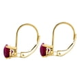 thumbnail image 3 of MauliJewels Earrings for Women 2.5 Carat 6MM Round Created Ruby Leverback Earrings Carat 14K Yellow Gold 4-prong, 3 of 5