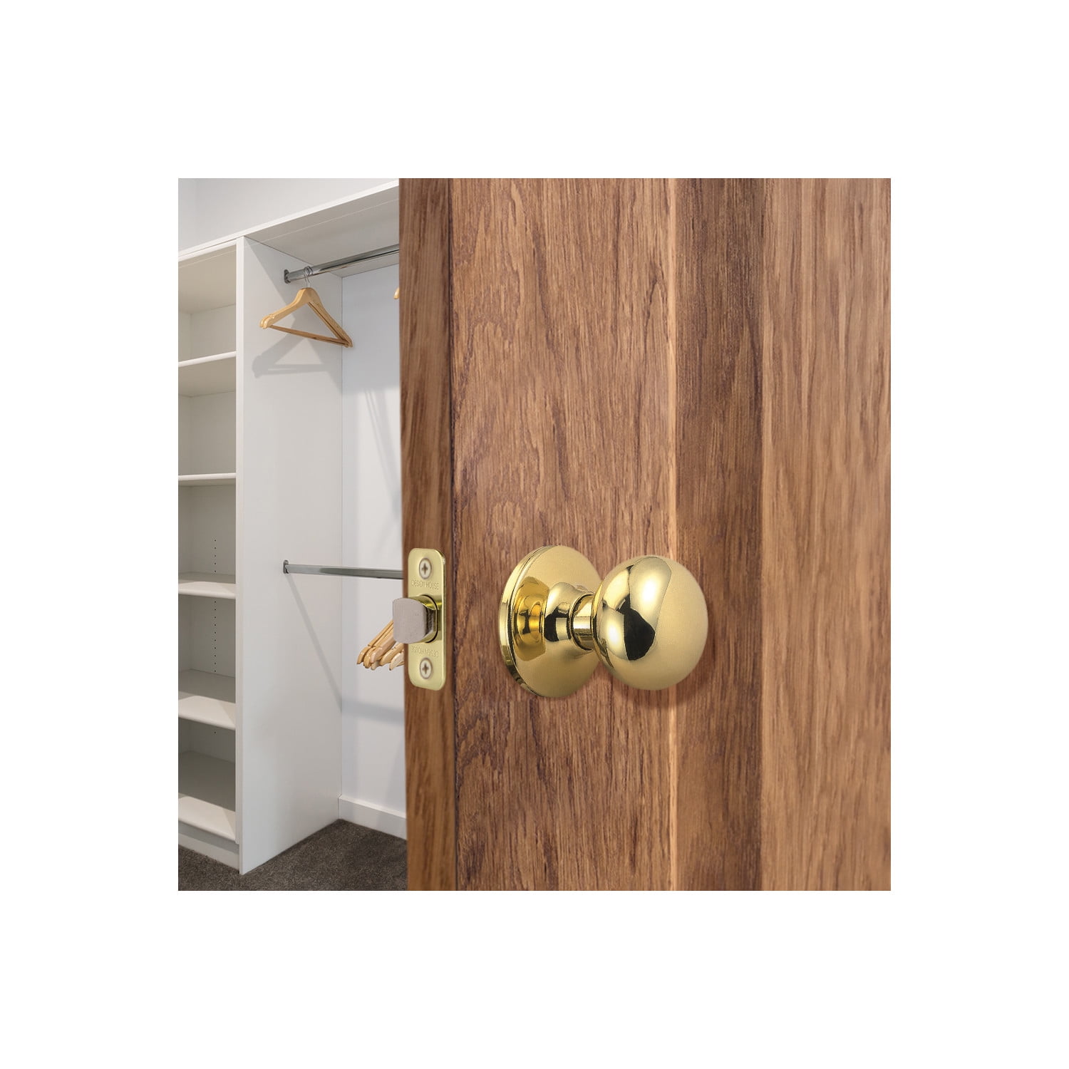 Design House Cambridge 2-Way Latch Interior Passage Door Knob, Polished Brass