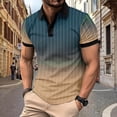 thumbnail image 2 of Mens Manga Corta Botón Abajo Camisas Patchwork Fallow Patrón Cuello Redondo Deportes Top para Diario, 2 of 6