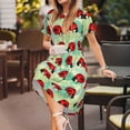 thumbnail image 3 of Fotbe Red Ladybugs And Leaf Vestido Largo de Moda para Mujer, Vestido Tipo Camiseta con Manga Corta y Estilo Casual a Rayas y Bloques de Color, 3 of 6